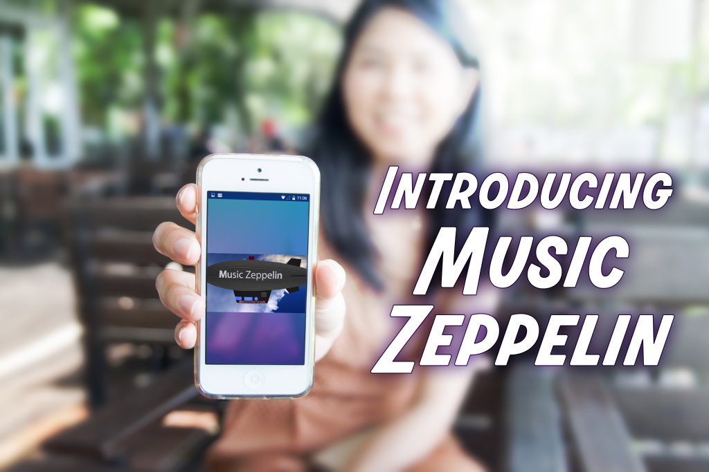 Introducing the Music Zeppelin App - Title Card - woman holding up smartphone with app opening screen